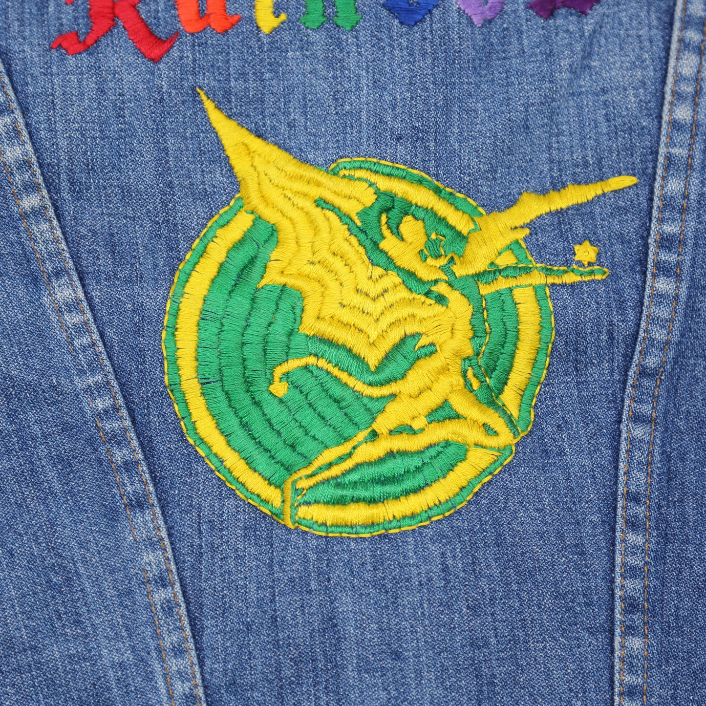 1970's Wrangler Denim jacket with band Embroidery - XS/S