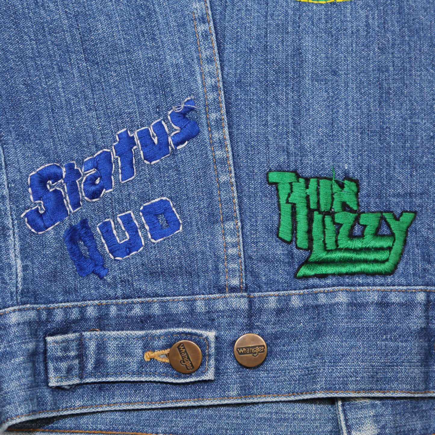 1970's Wrangler Denim jacket with band Embroidery - XS/S