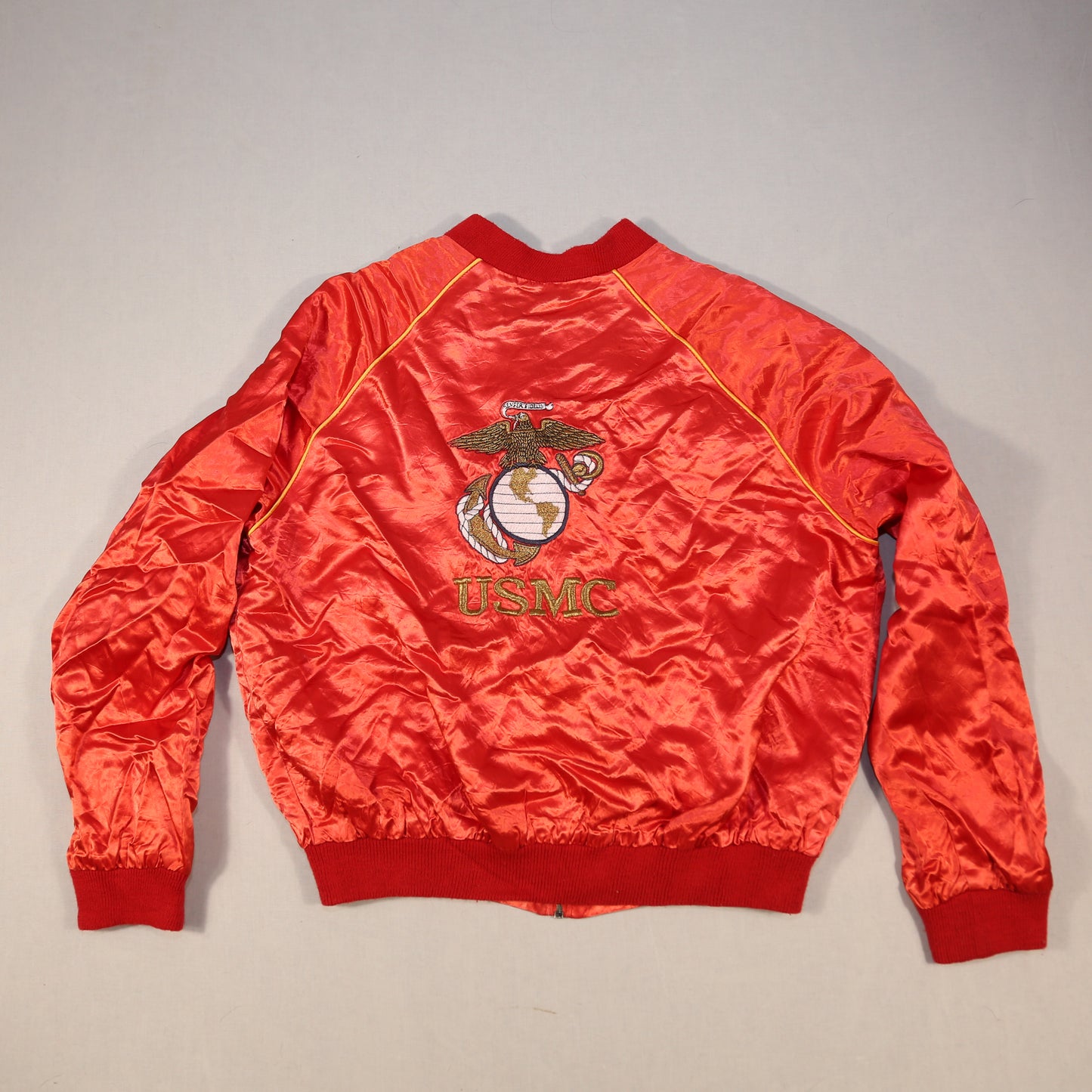 1980's U.S MARINE CORP Satin Bomber Jacket - XL