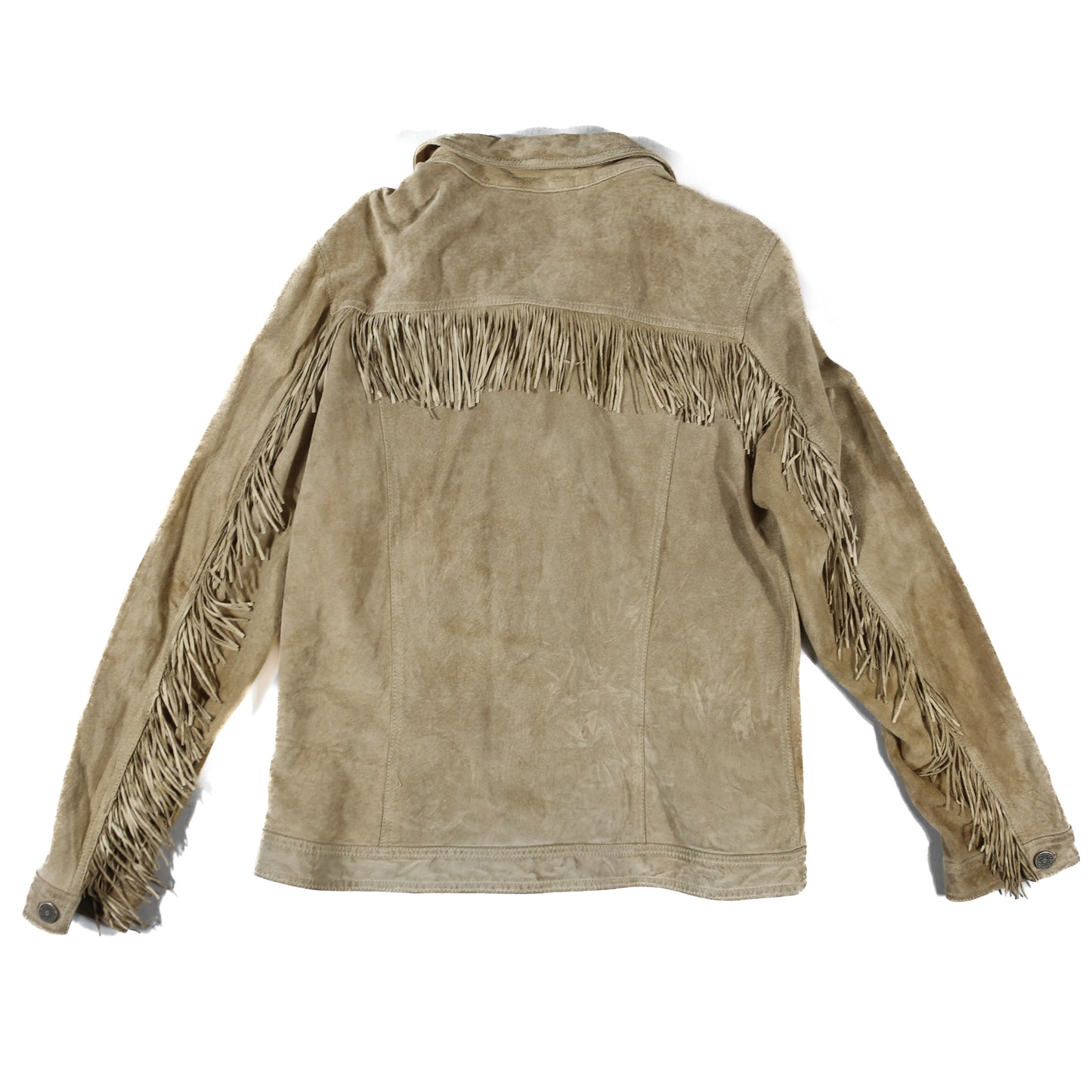 Women's Y2K Suede Fringe Trucker-style Jacket - S/M