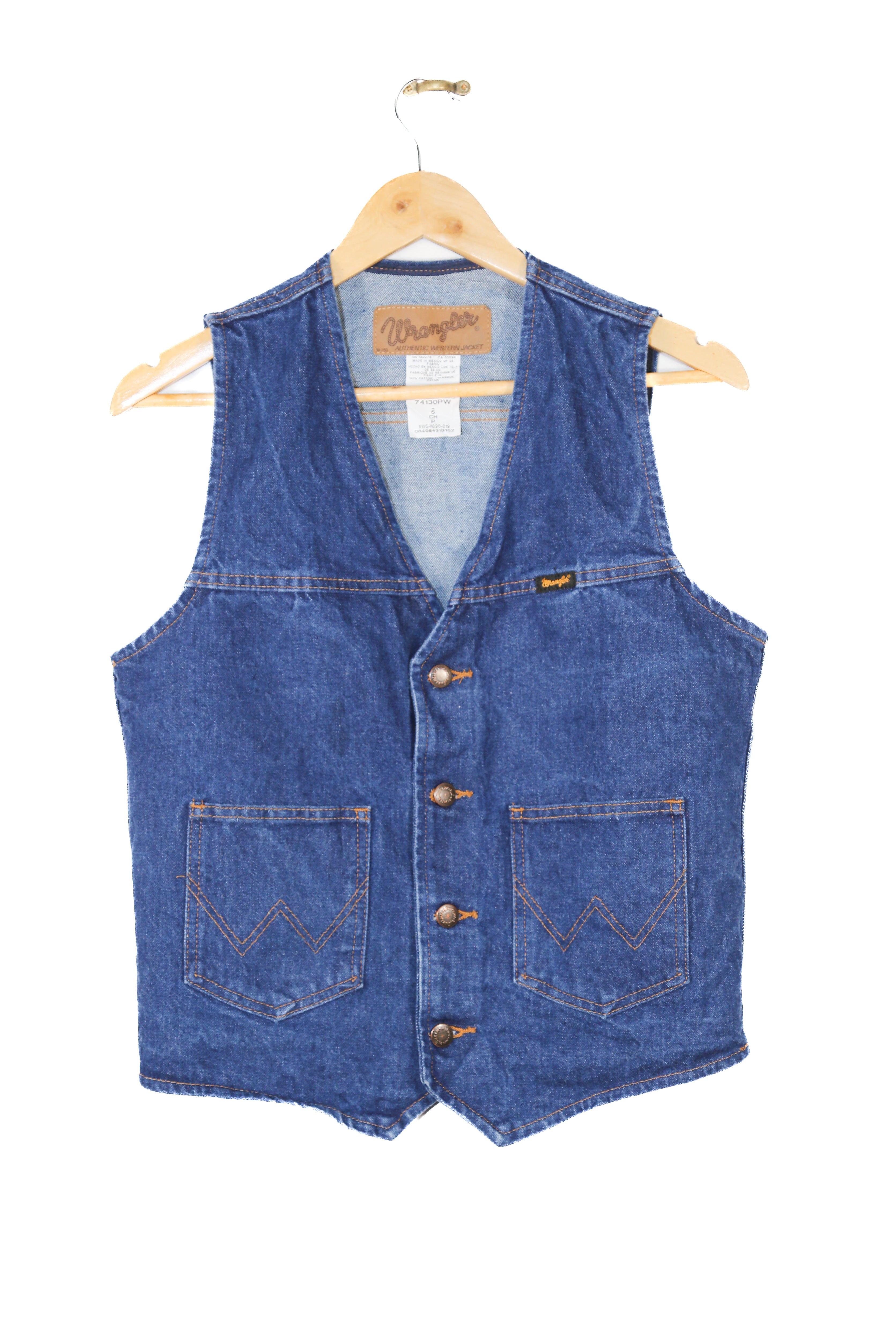 Wrangler Denim Vest S/M Iron Child Vintage