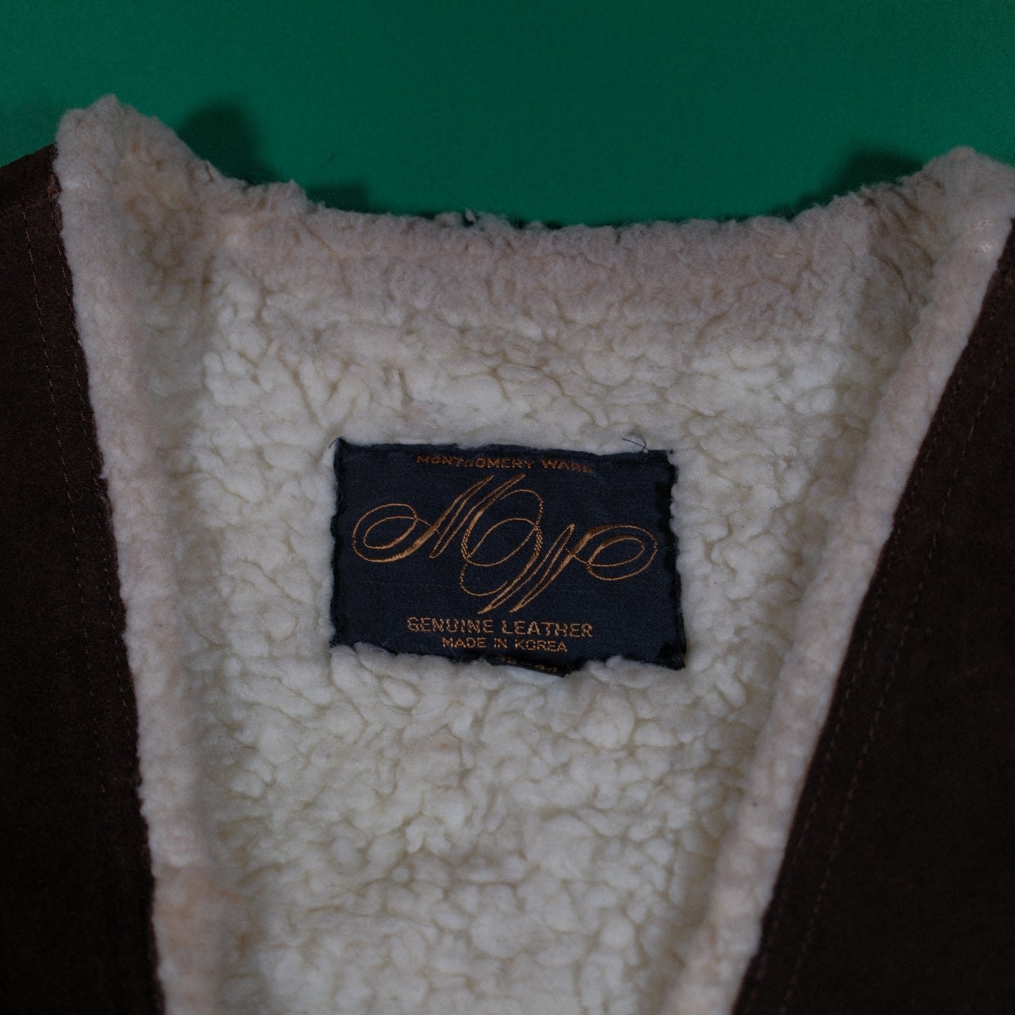 1970's Montgomery Ward Sherpa Lined Suede Vest - L/XL