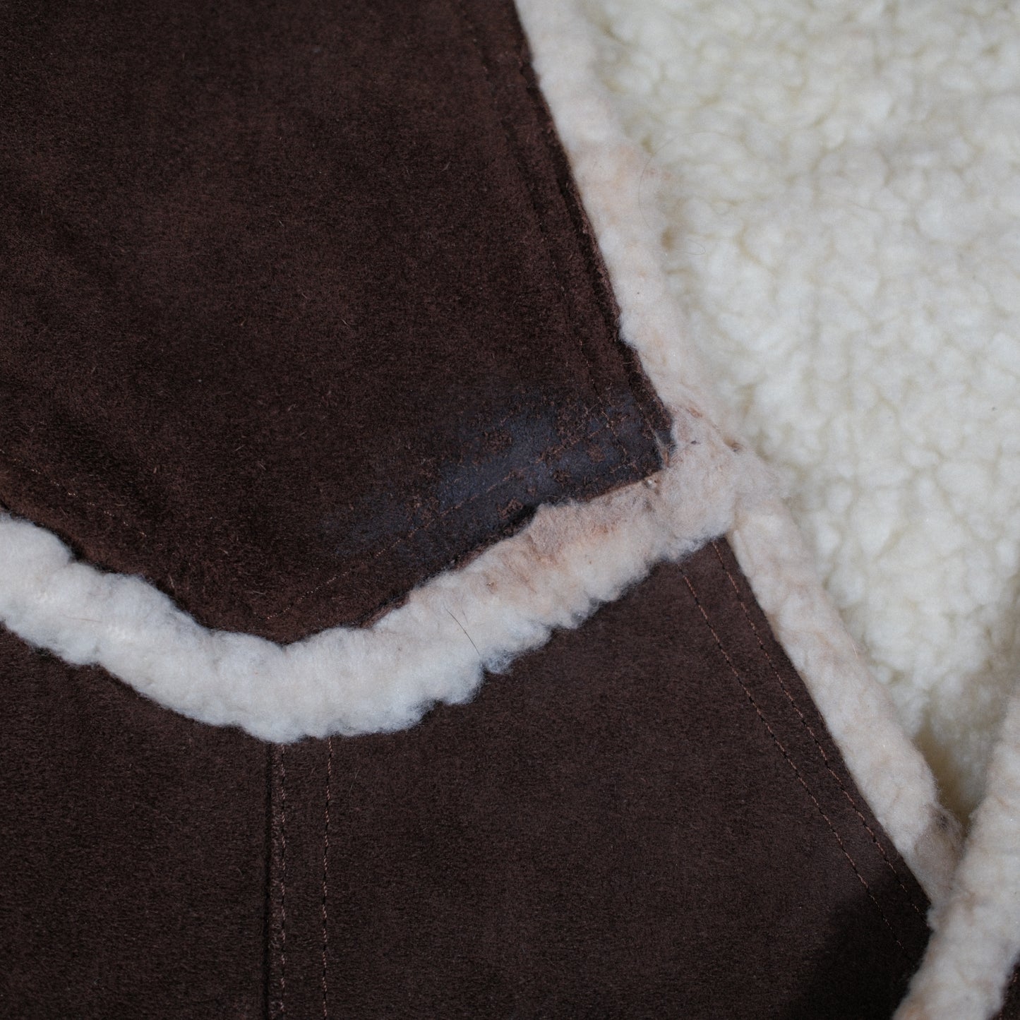 1970's Montgomery Ward Sherpa Lined Suede Vest - L/XL