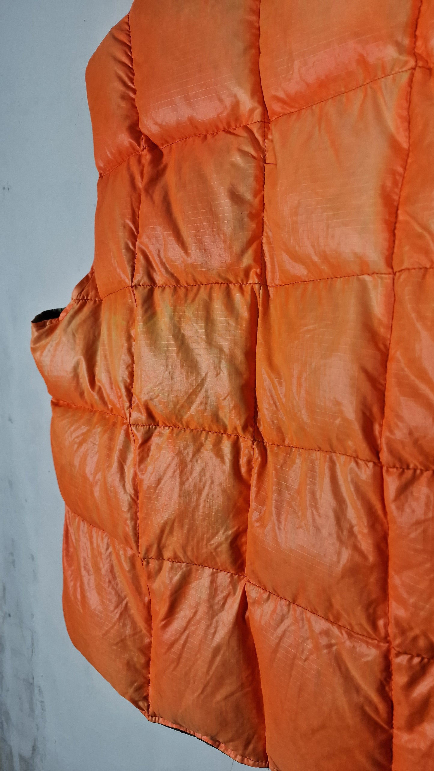 1970s Duck Down Reversible Camo & Blaze Orange Hunting Vest - XL