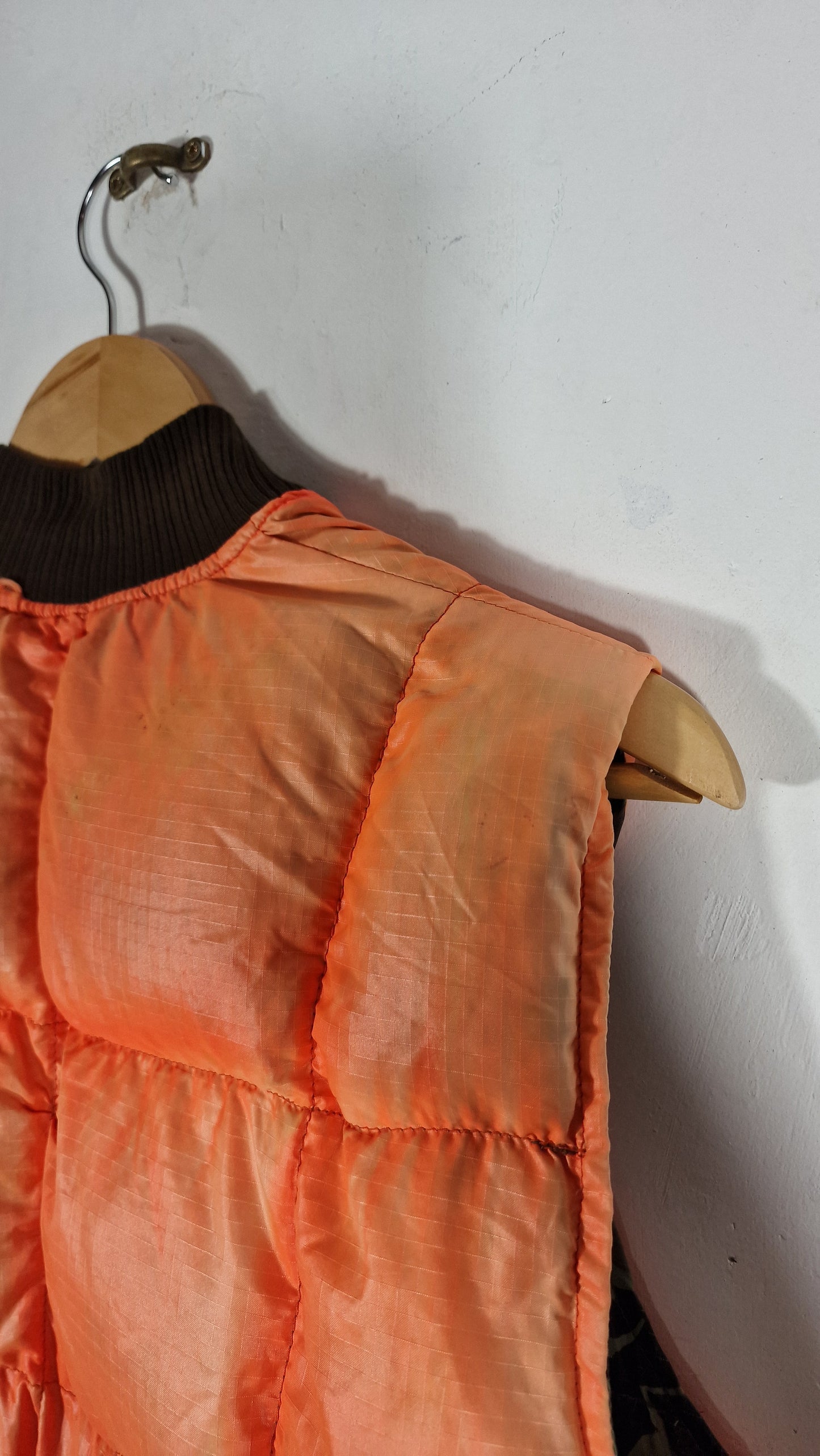 1970s Duck Down Reversible Camo & Blaze Orange Hunting Vest - XL