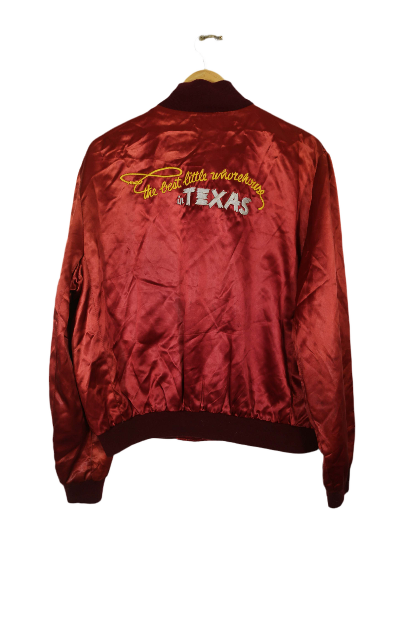 "The Best little Whorehouse in Texas" Red Satin Bomber - XL