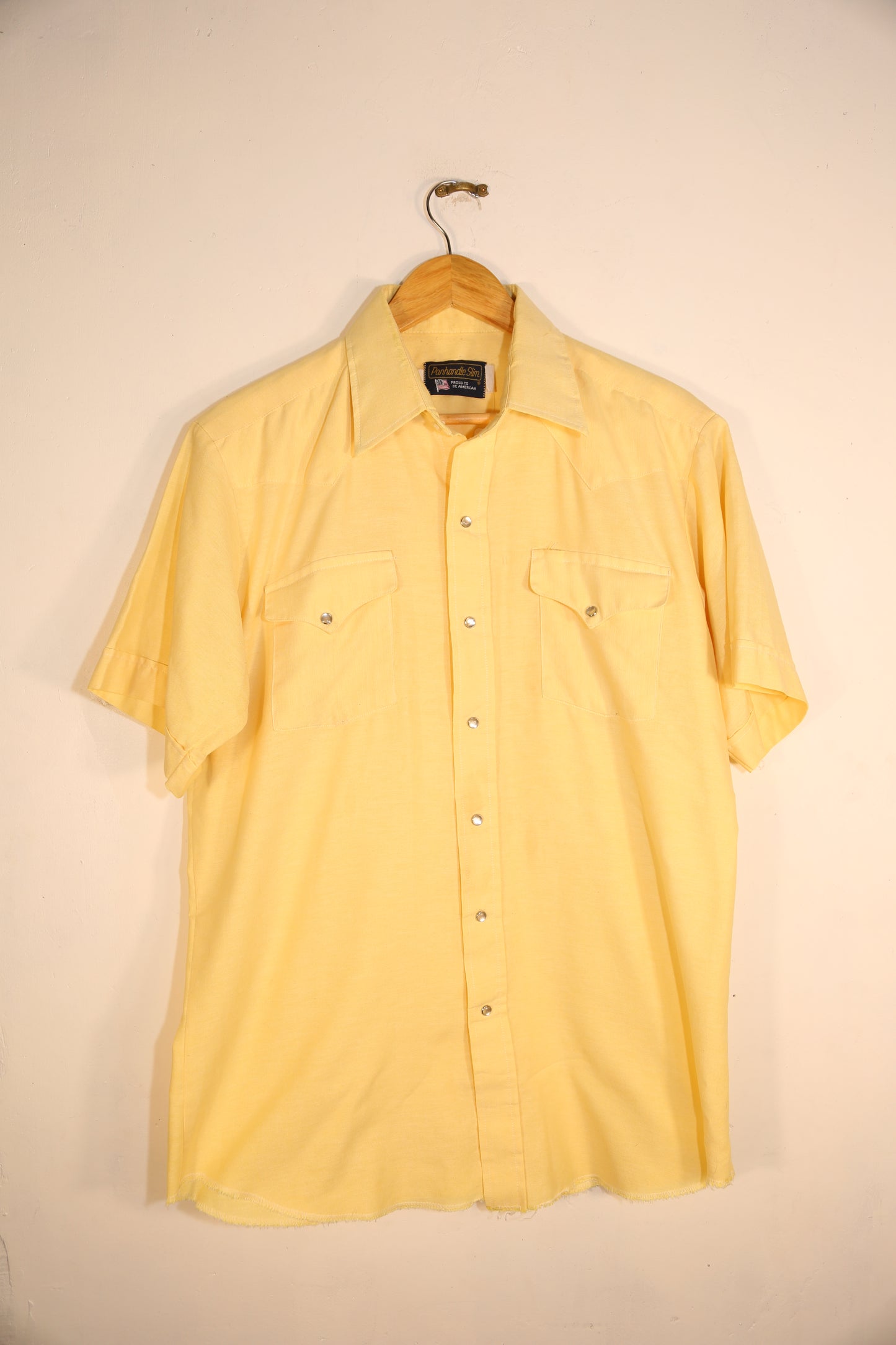 Panhandle Slim Short sleeved Yellow Western shirt - L