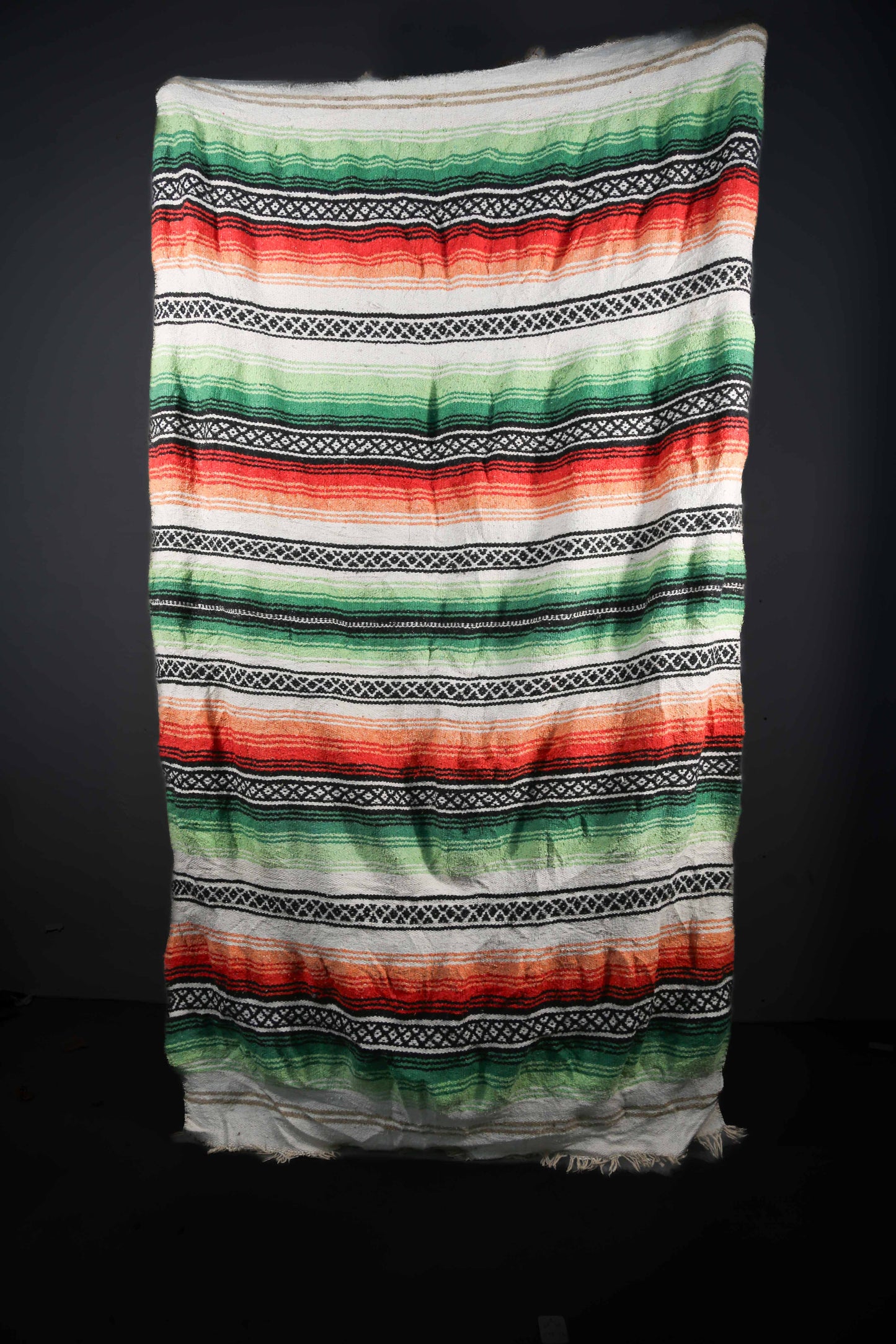 Large Green & Red Mexican Blanket