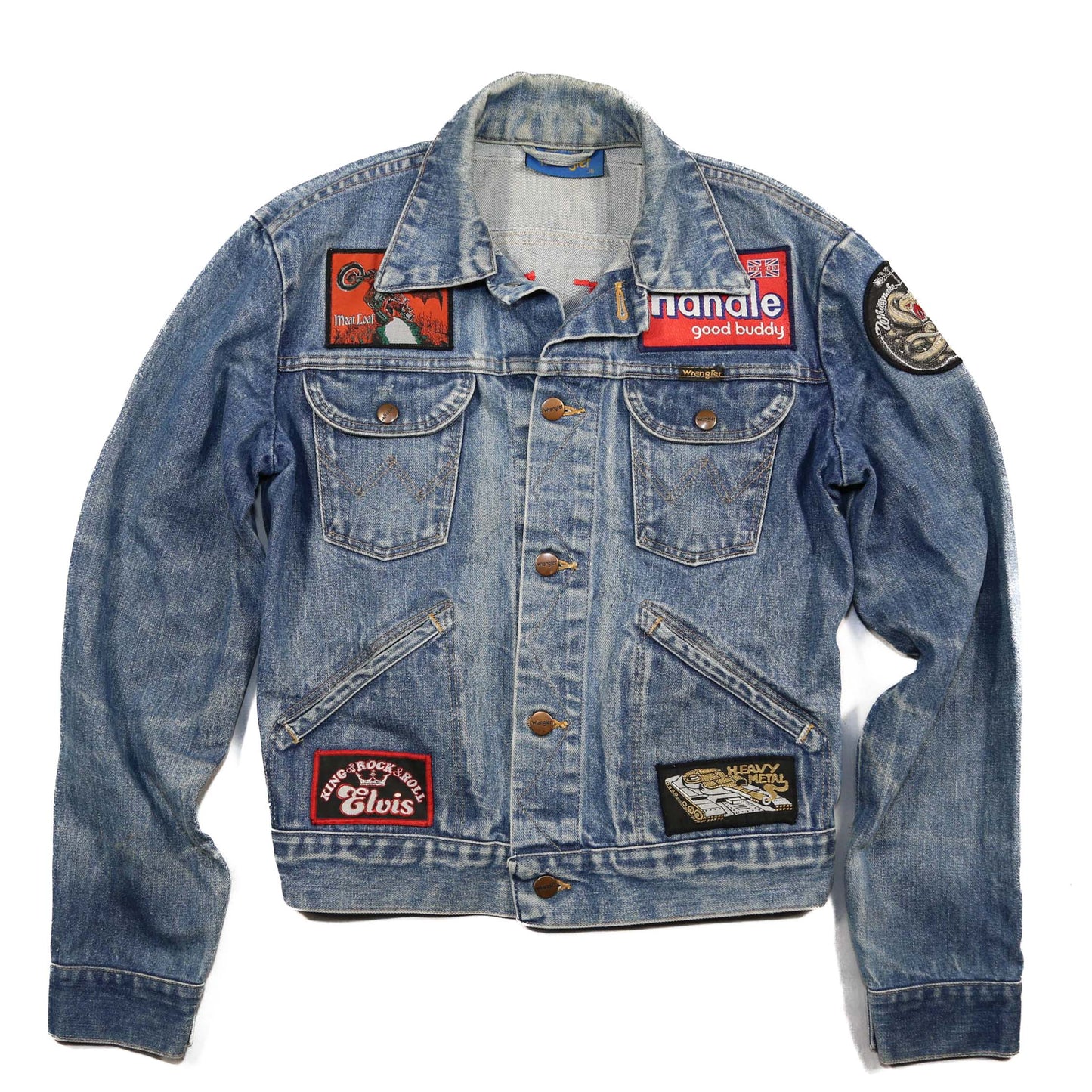 Wrangler "Little Shrimp" 1970's denim jacket with Patches/Embroidery - S