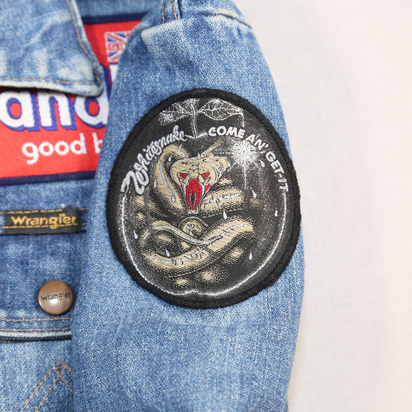 Wrangler "Little Shrimp" 1970's denim jacket with Patches/Embroidery - S