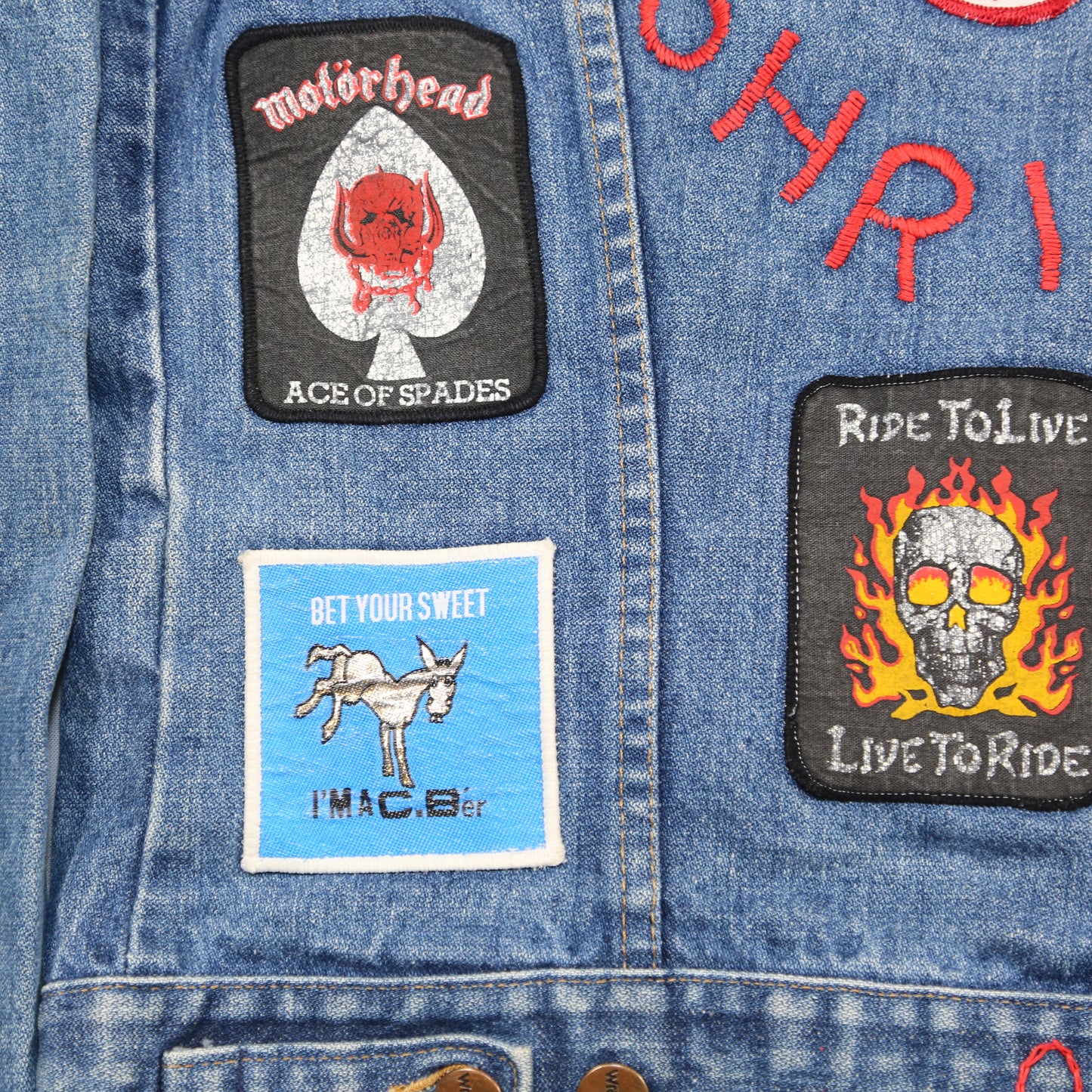 Wrangler "Little Shrimp" 1970's denim jacket with Patches/Embroidery - S