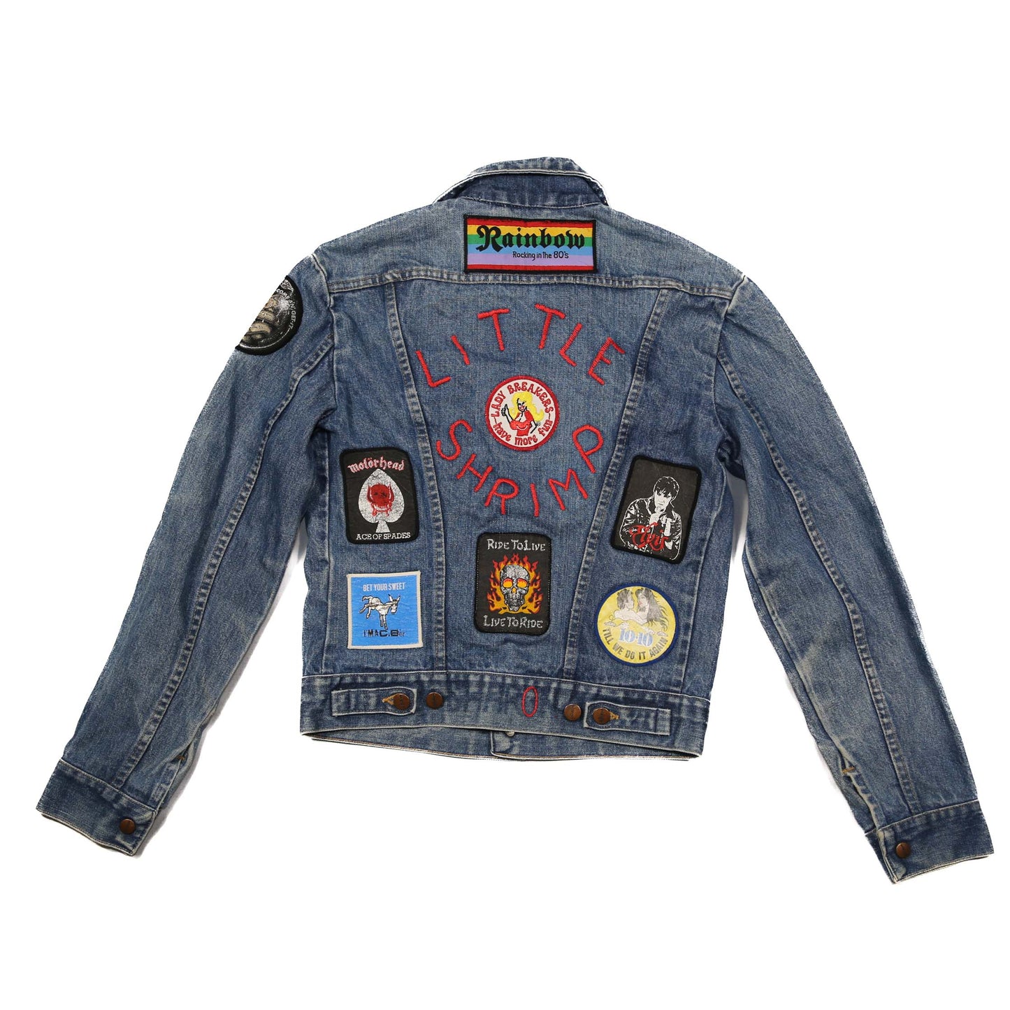 Wrangler "Little Shrimp" 1970's denim jacket with Patches/Embroidery - S