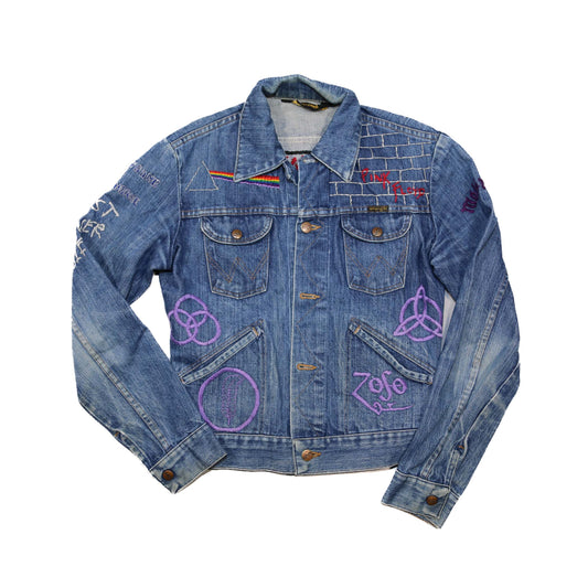 1970's Wrangler Denim  jacket with band Embroidery - XS/S