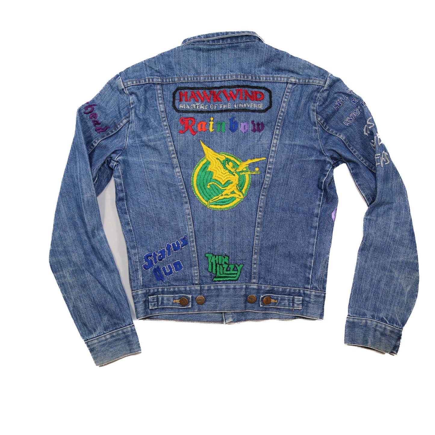 1970's Wrangler Denim  jacket with band Embroidery - XS/S