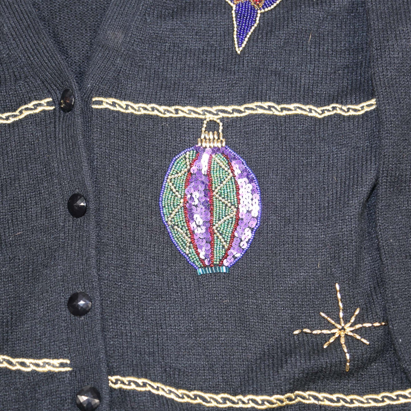 1980's Christmas Bauble Cardigan - M/L