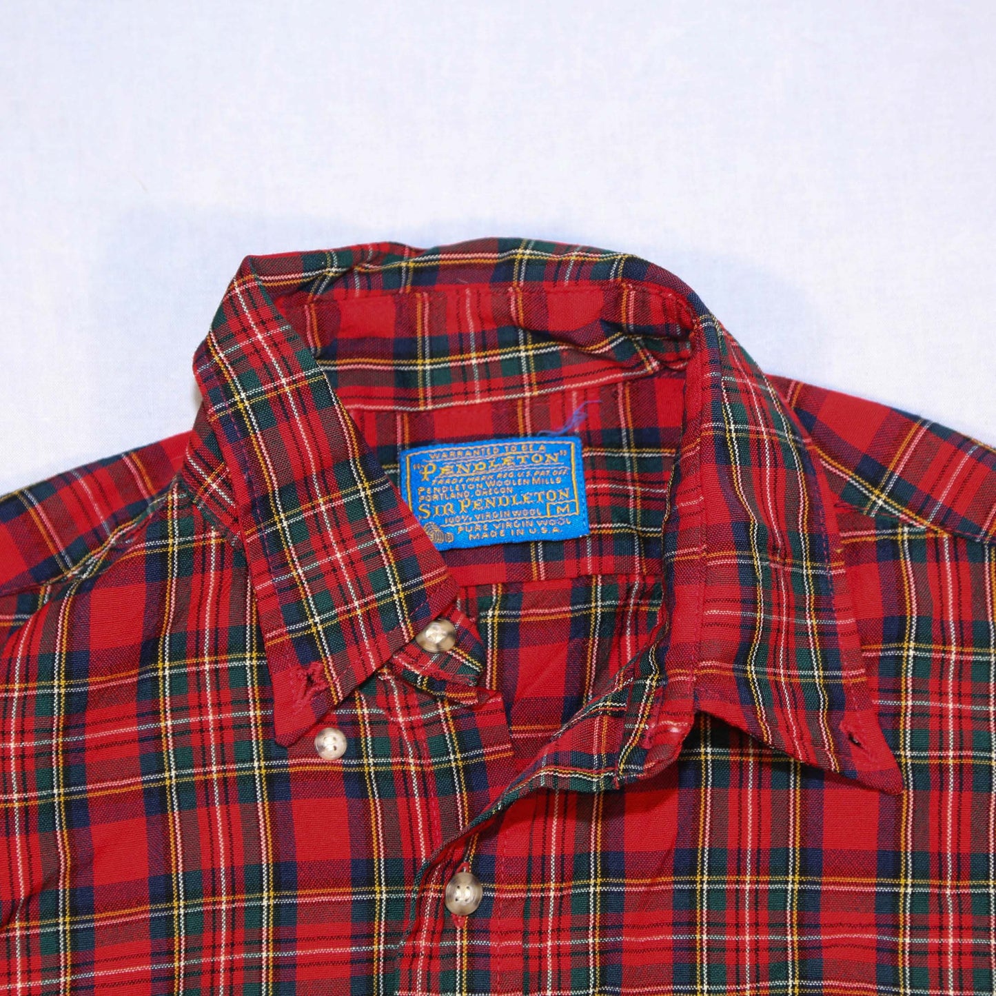 1970's Pendleton Red Tartan Wool Shirt - M