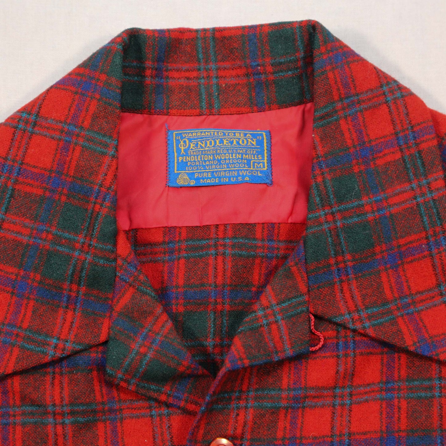 1970's Pendleton Red/green chequered Wool Shirt - M