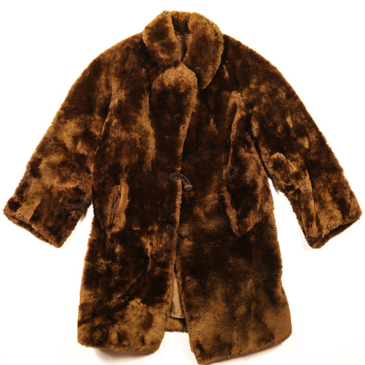 Women's 1960's Faux Fur Coat - M/L Size 16