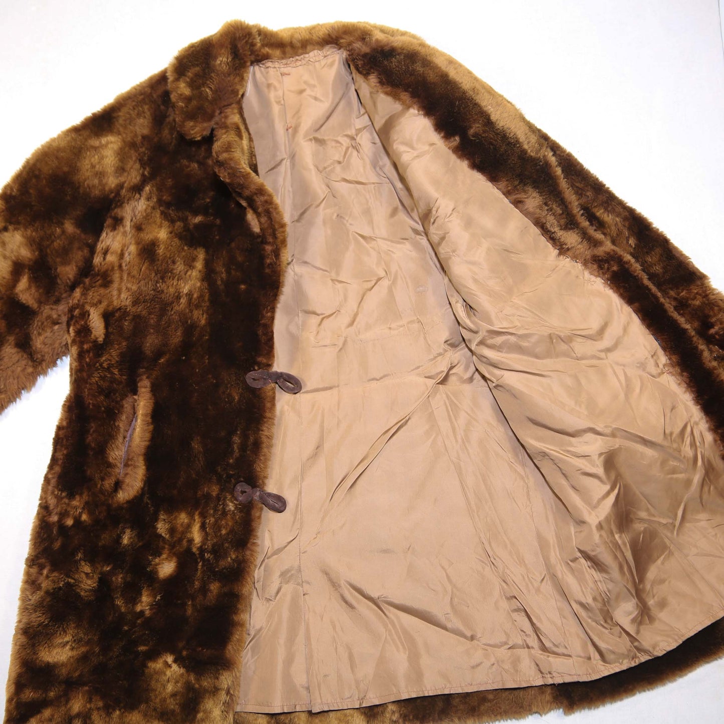 Women's 1960's Faux Fur Coat - M/L Size 16