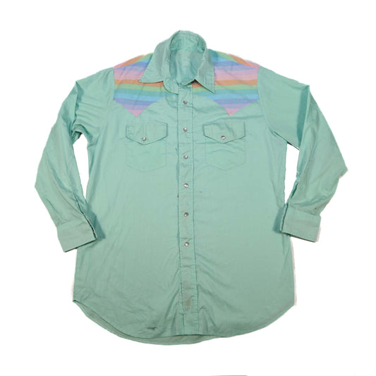 Pastel Rainbow Western Shirt - XL