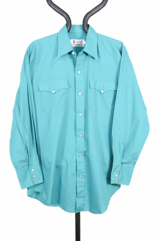 90s Green HbarC Western Shirt - L