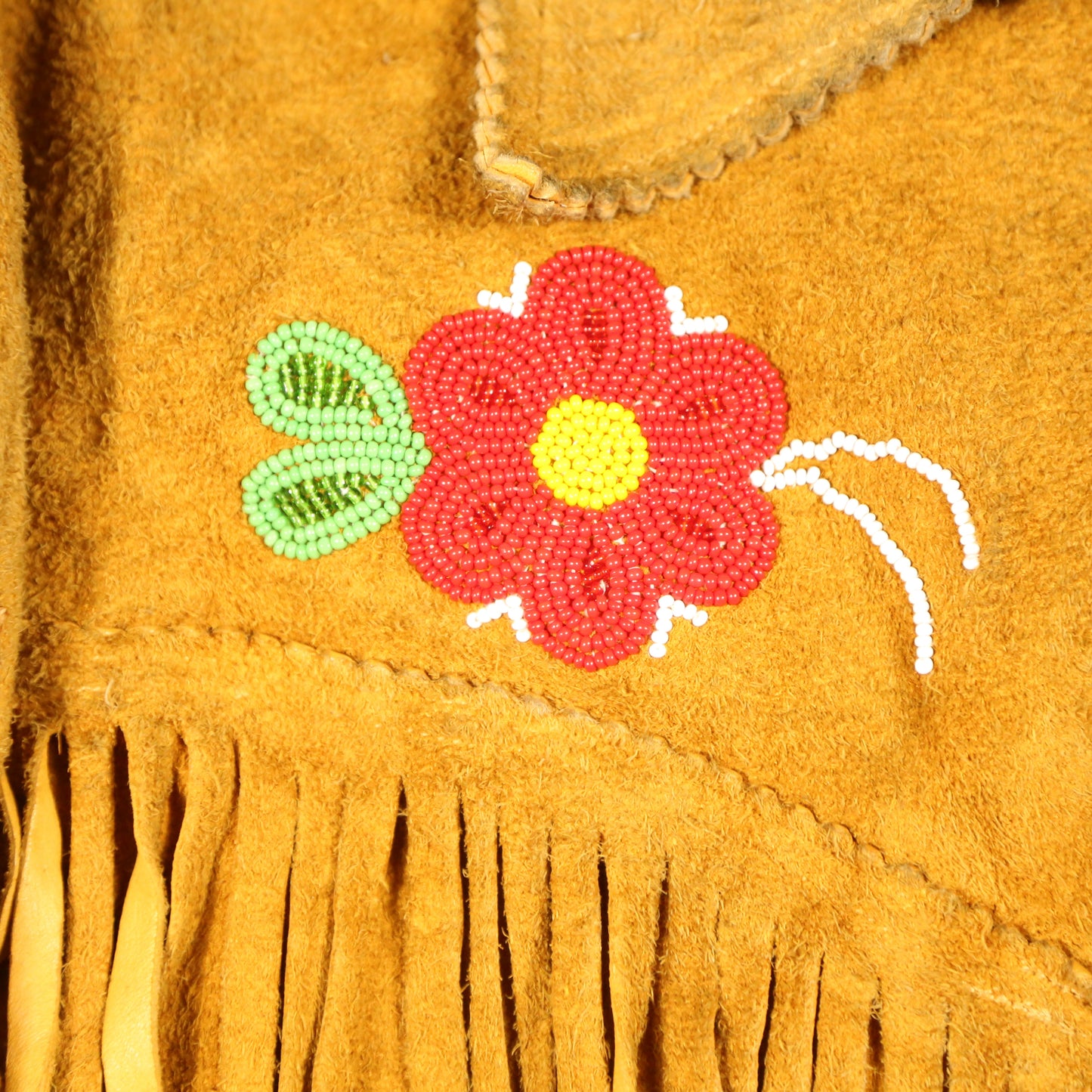 1950's Buckskin Fringe jacket with Chippewa Beadwork - M