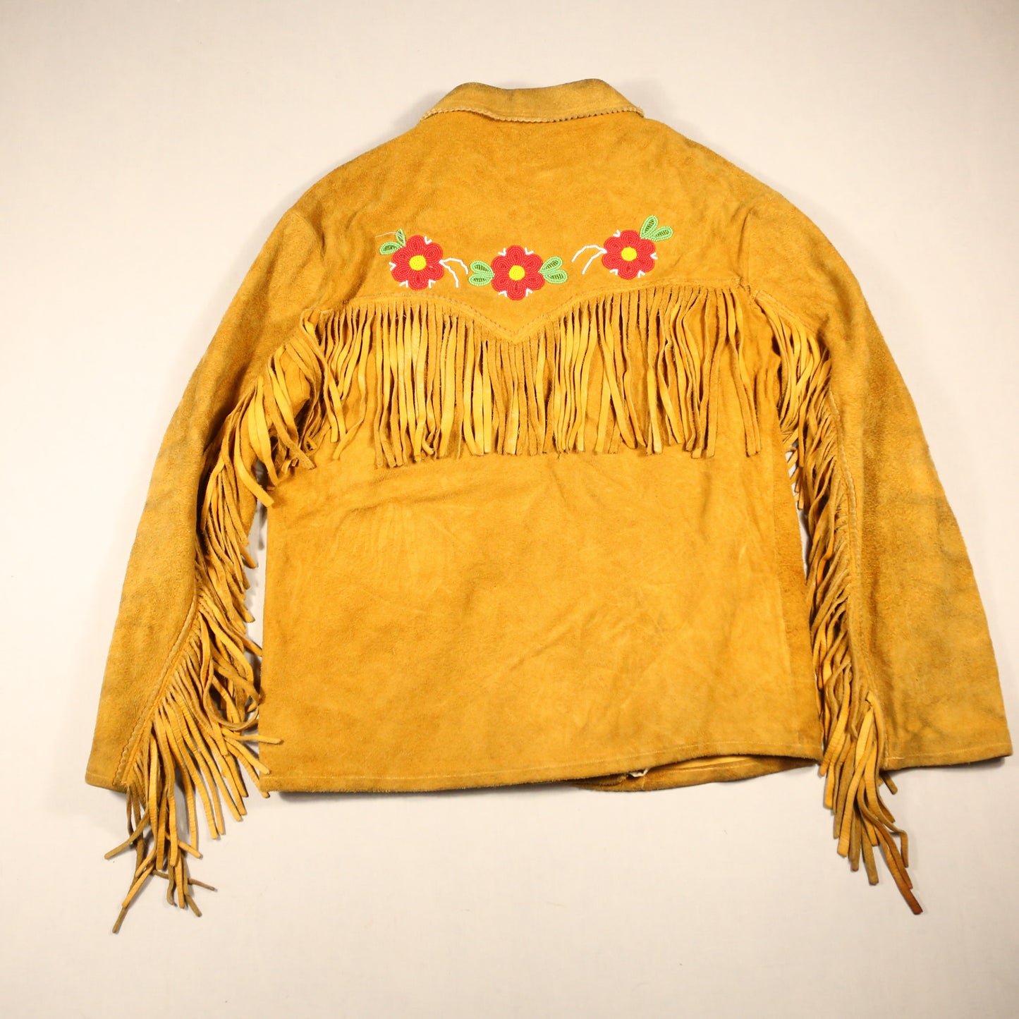 1950's Buckskin Fringe jacket with Chippewa Beadwork - M