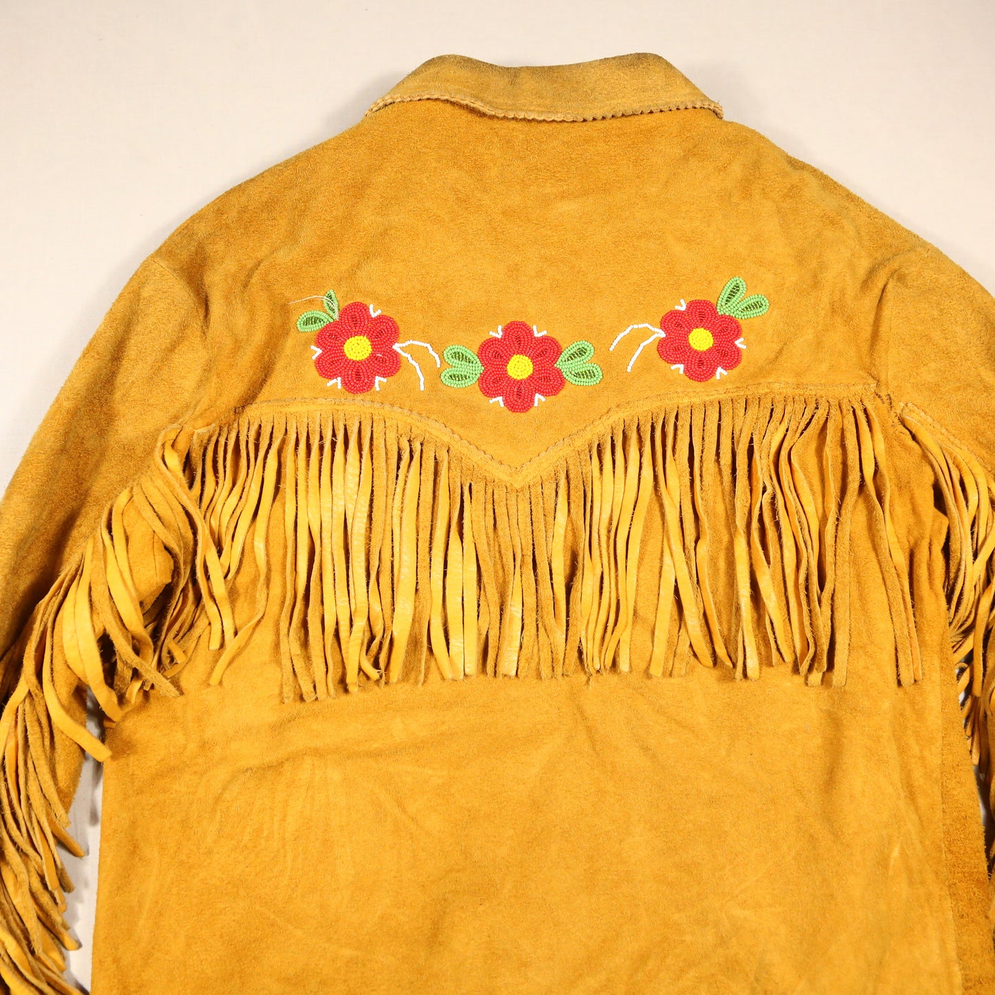 1950's Buckskin Fringe jacket with Chippewa Beadwork - M