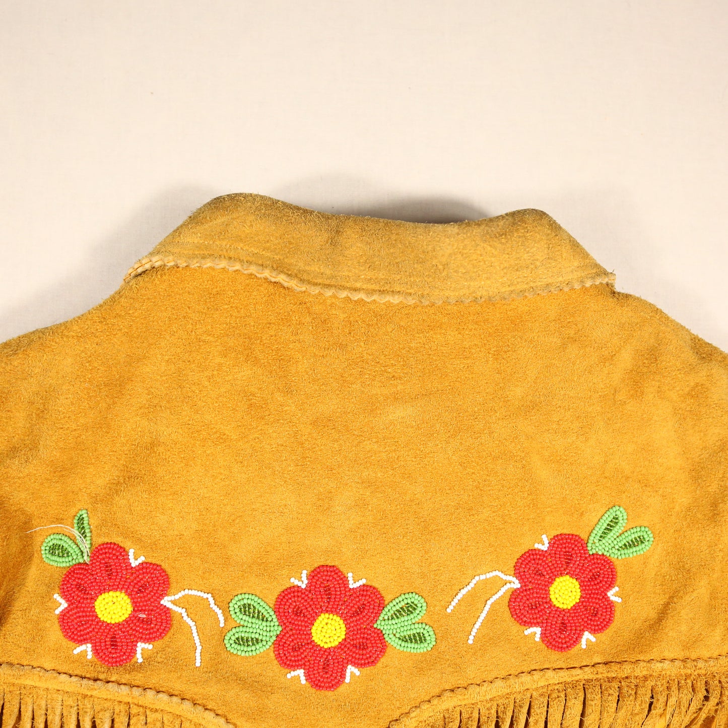 1950's Buckskin Fringe jacket with Chippewa Beadwork - M