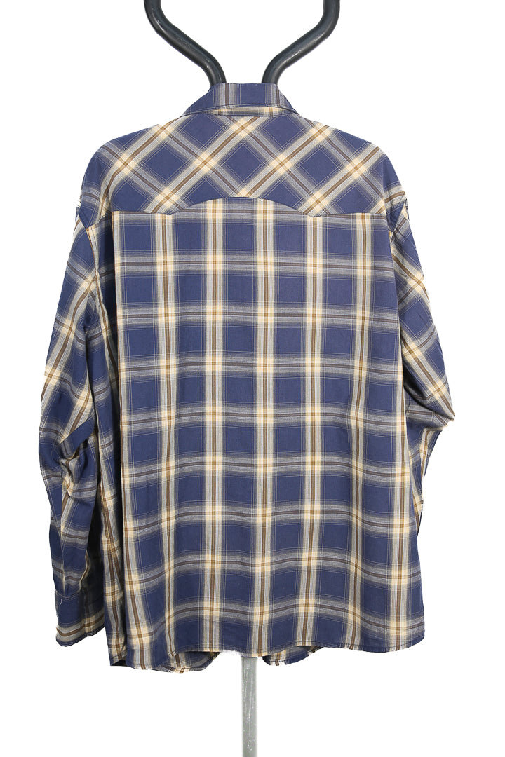 Blue Plaid Wrangler Wrancher Western Cowboy Shirt - XXL