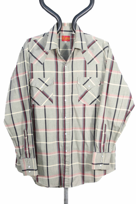 Grey Plaid Ely Plains Western Shirt - L/XL