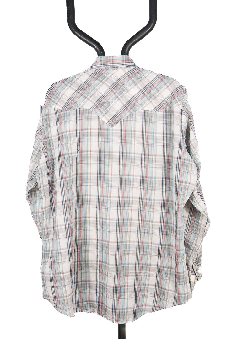 Made in USA Light Grey Plaid Miller Western Shirt - L/XL