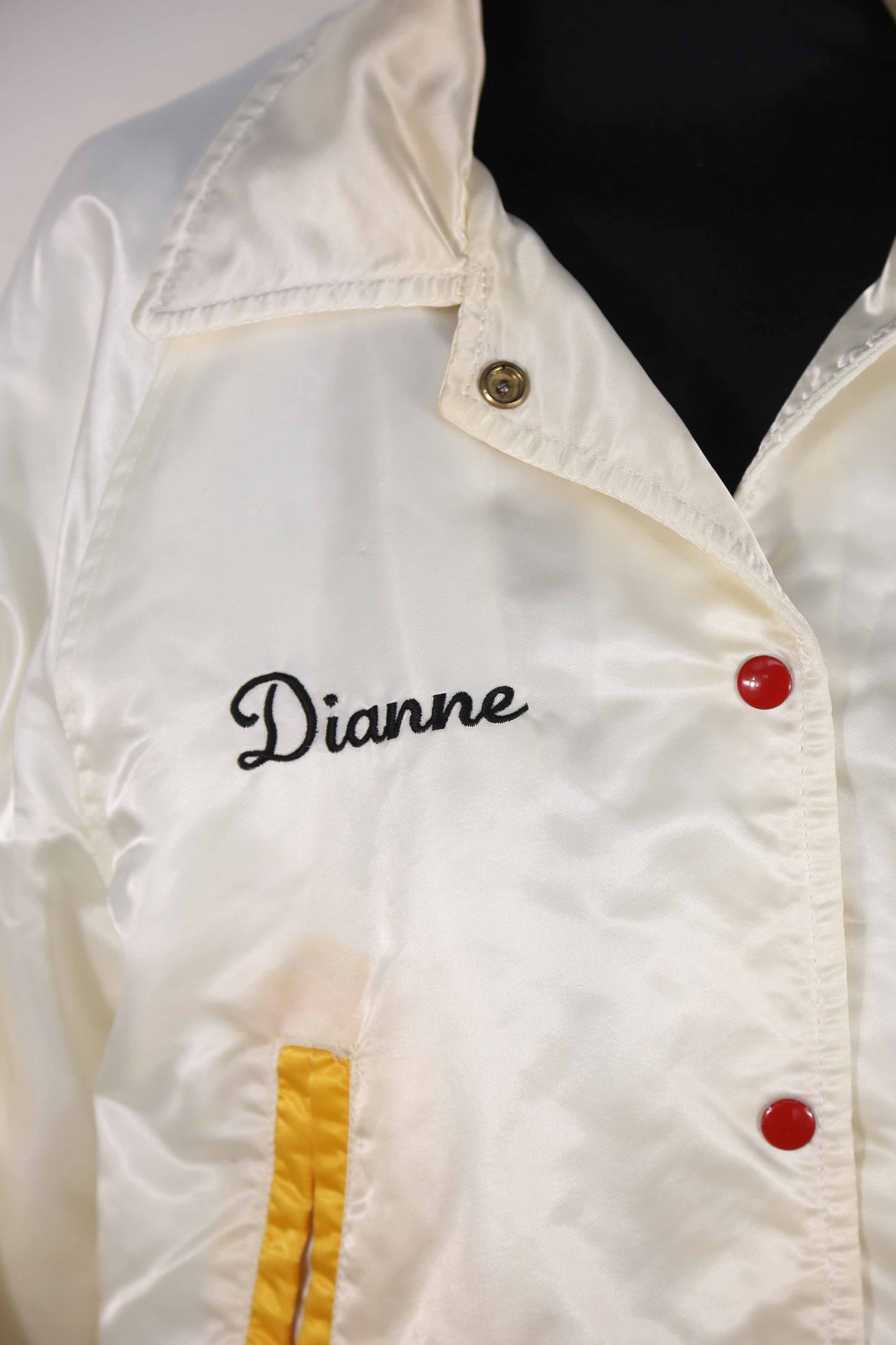 Ladies "Dianne" Figure Skating White Nylon Varsity Bomber - M