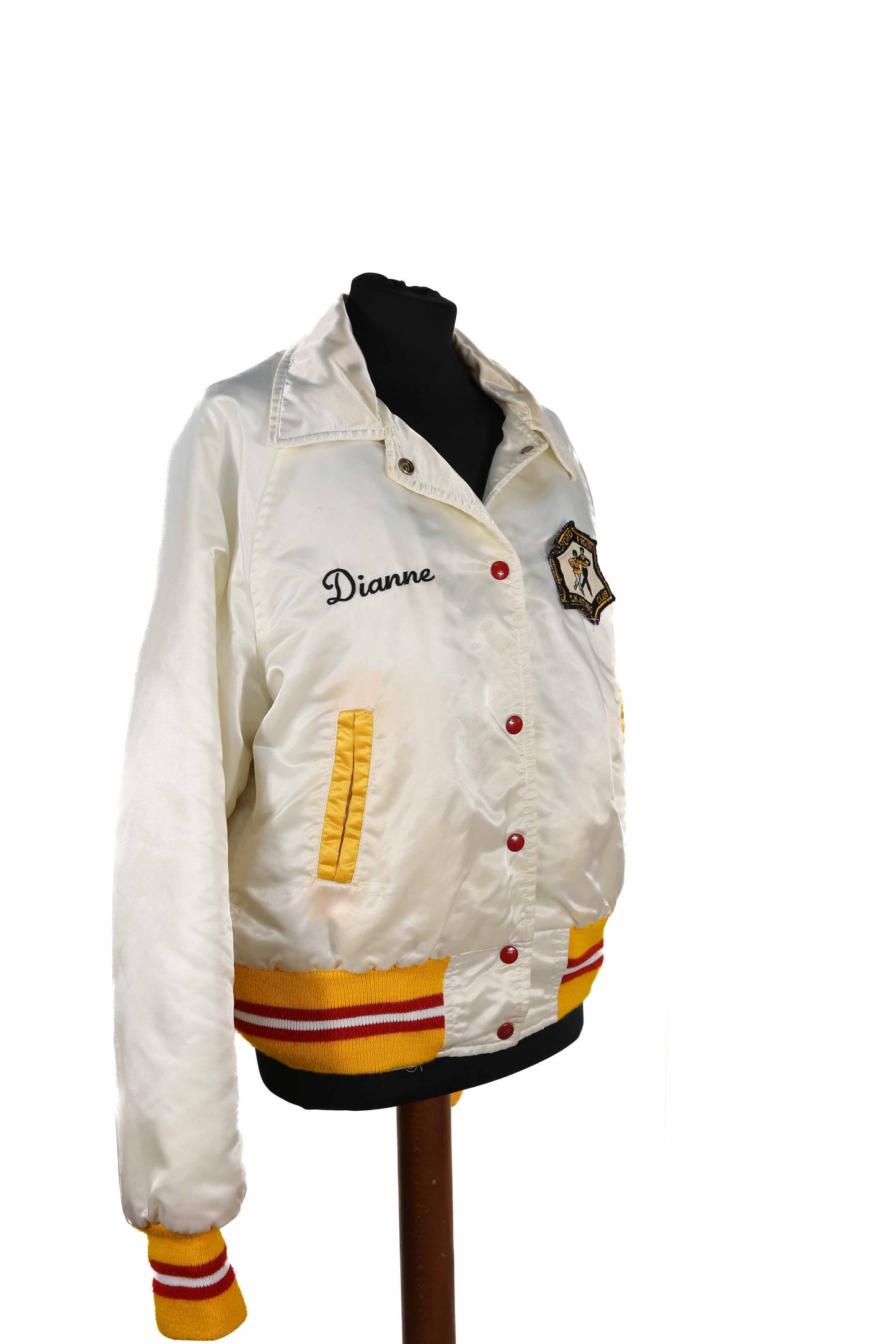 Ladies "Dianne" Figure Skating White Nylon Varsity Bomber - M