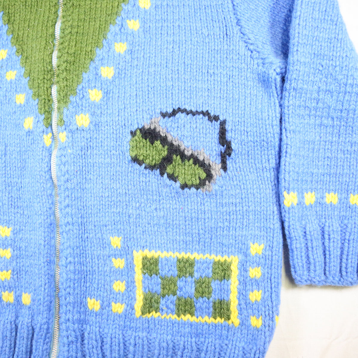 1950's Mary Maxim Moped themed Cowichan wool sweater - M
