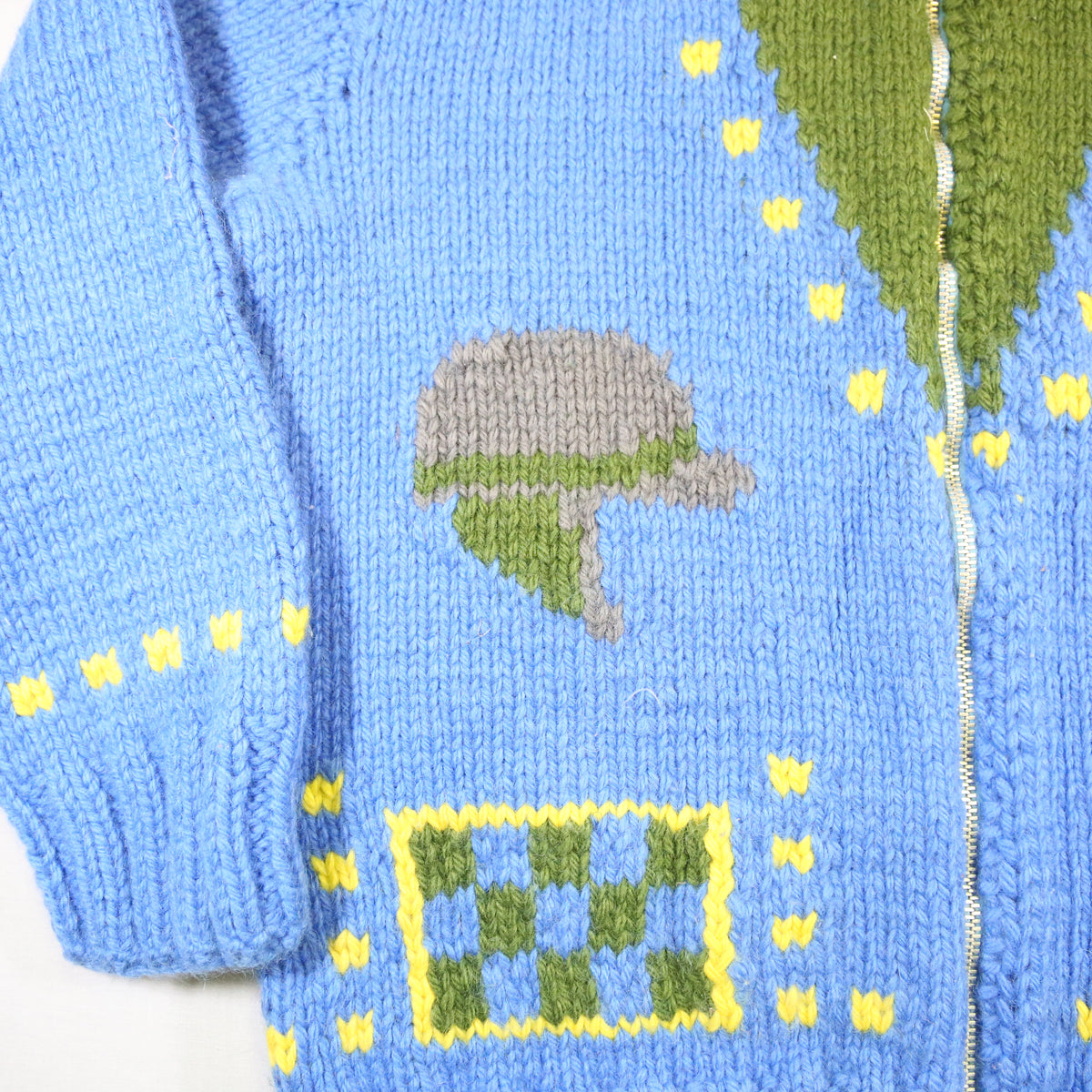 1950's Mary Maxim Moped themed Cowichan wool sweater - M