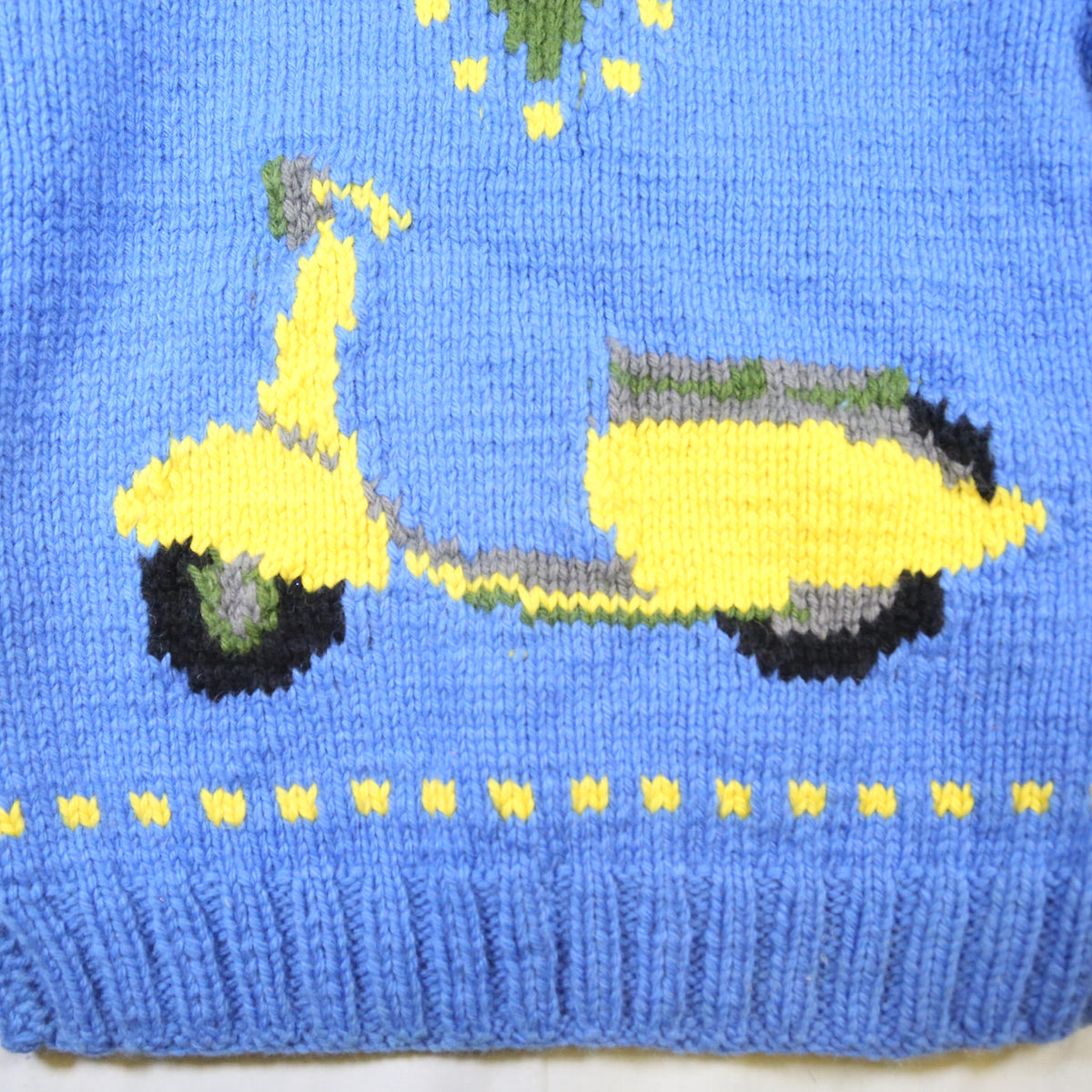 1950's Mary Maxim Moped themed Cowichan wool sweater - M