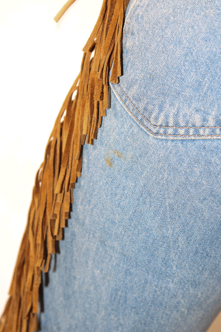 1990s Santana Suede Fringed Mom Jeans - M/10/12