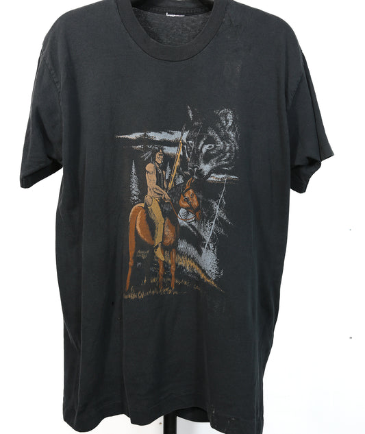 Native American & Sky Wolf single-stitch T-Shirt - M