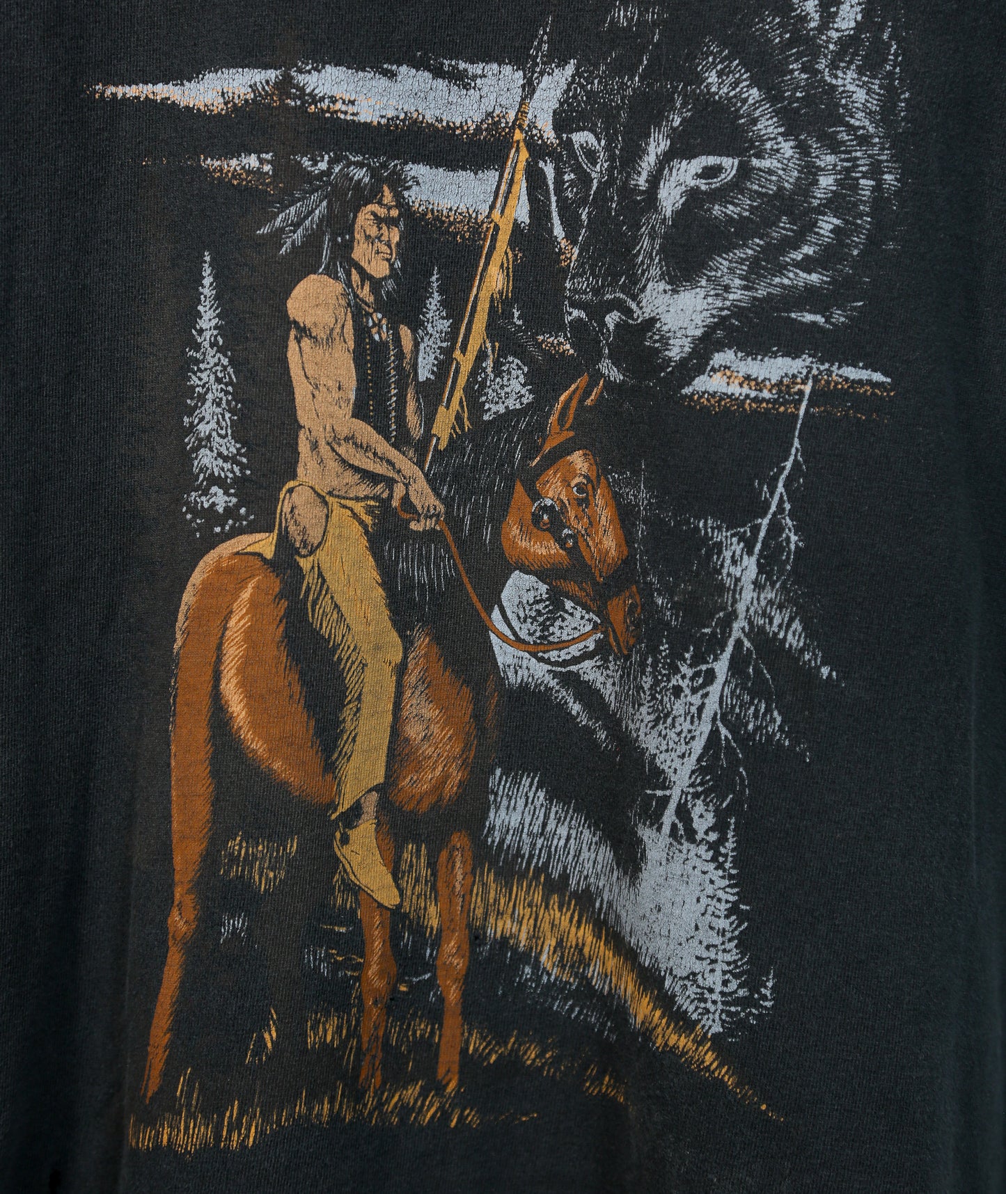 Native American & Sky Wolf single-stitch T-Shirt - M