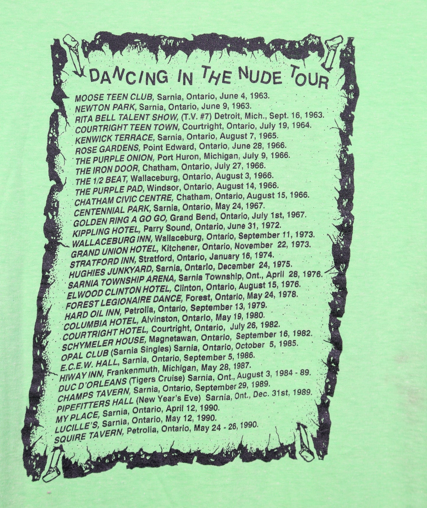 1990 Buck Brothers 'Dancing in the Nude Tour' Neon T-Shirt - M