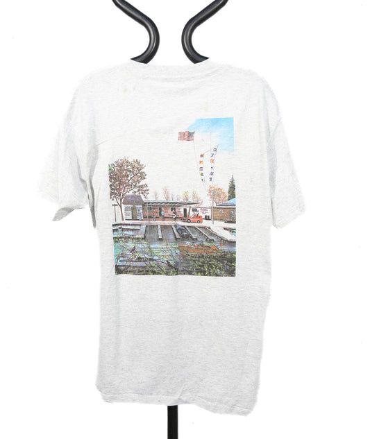 1990s River Dock Back Print Single-stitch T-Shirt - L