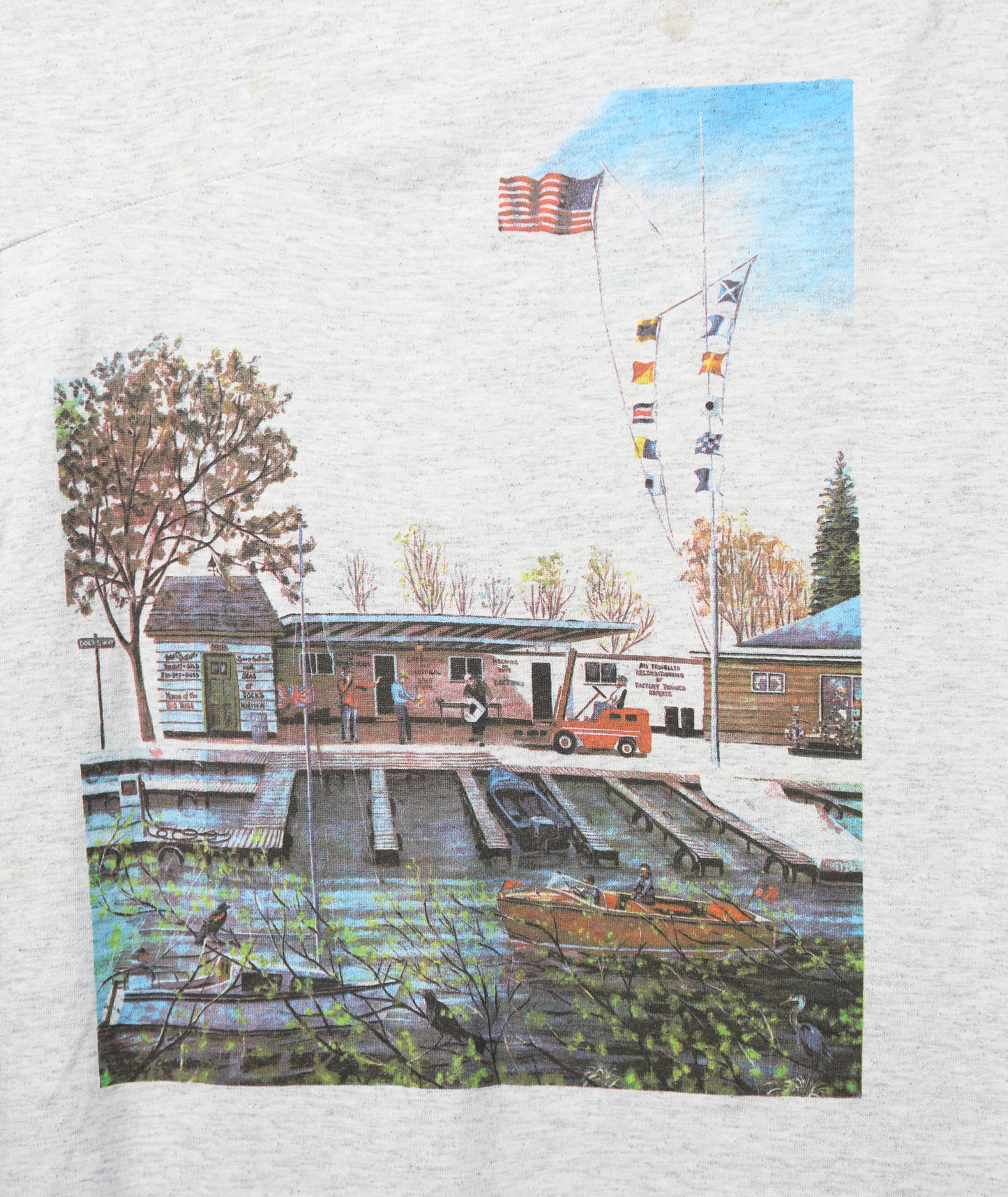 1990s River Dock Back Print Single-stitch T-Shirt - L