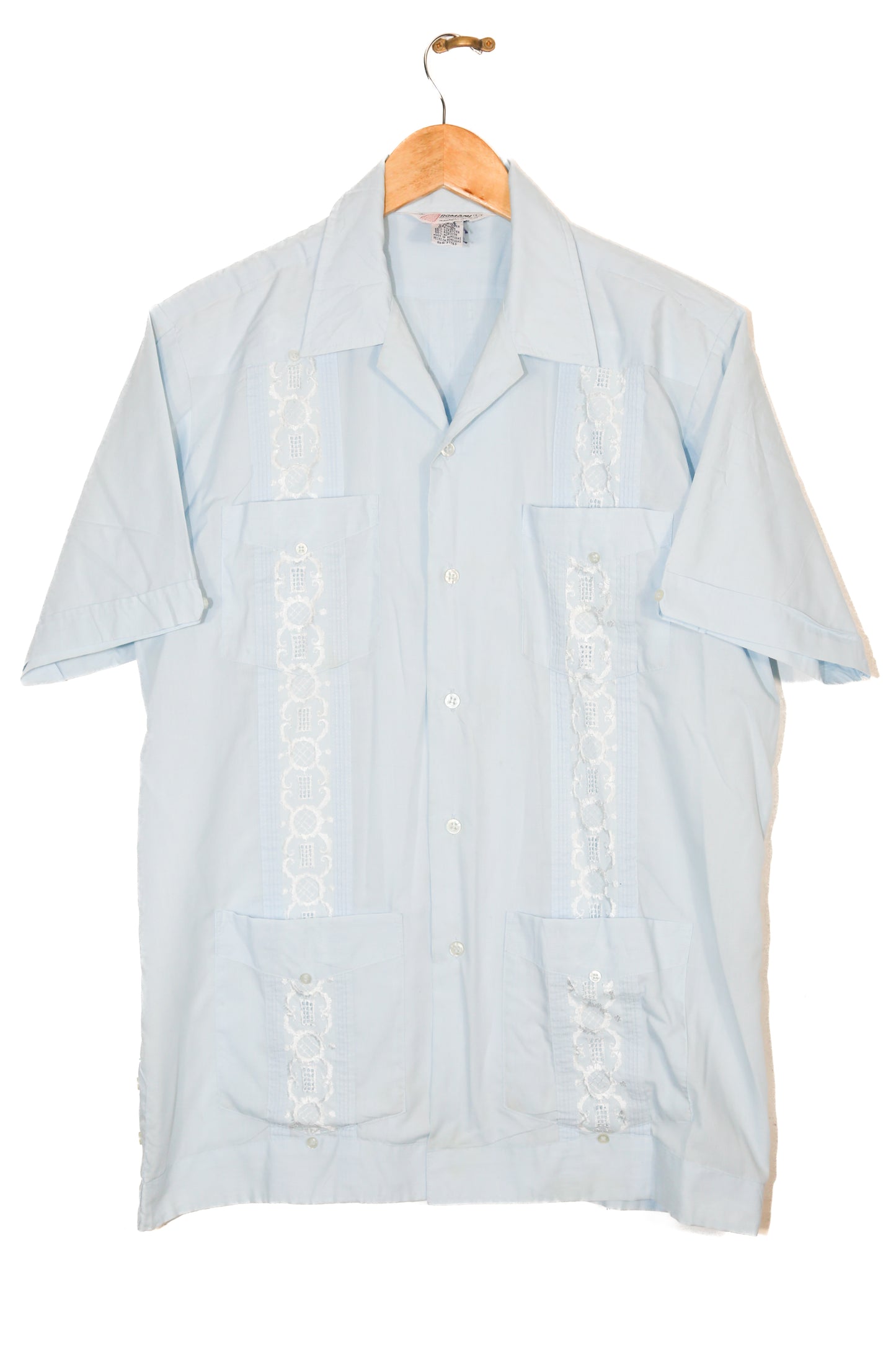 1970s Blue Guayabera - XL