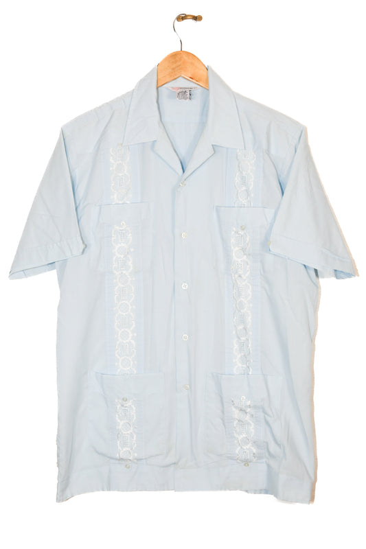 1970s Blue Guayabera - XL