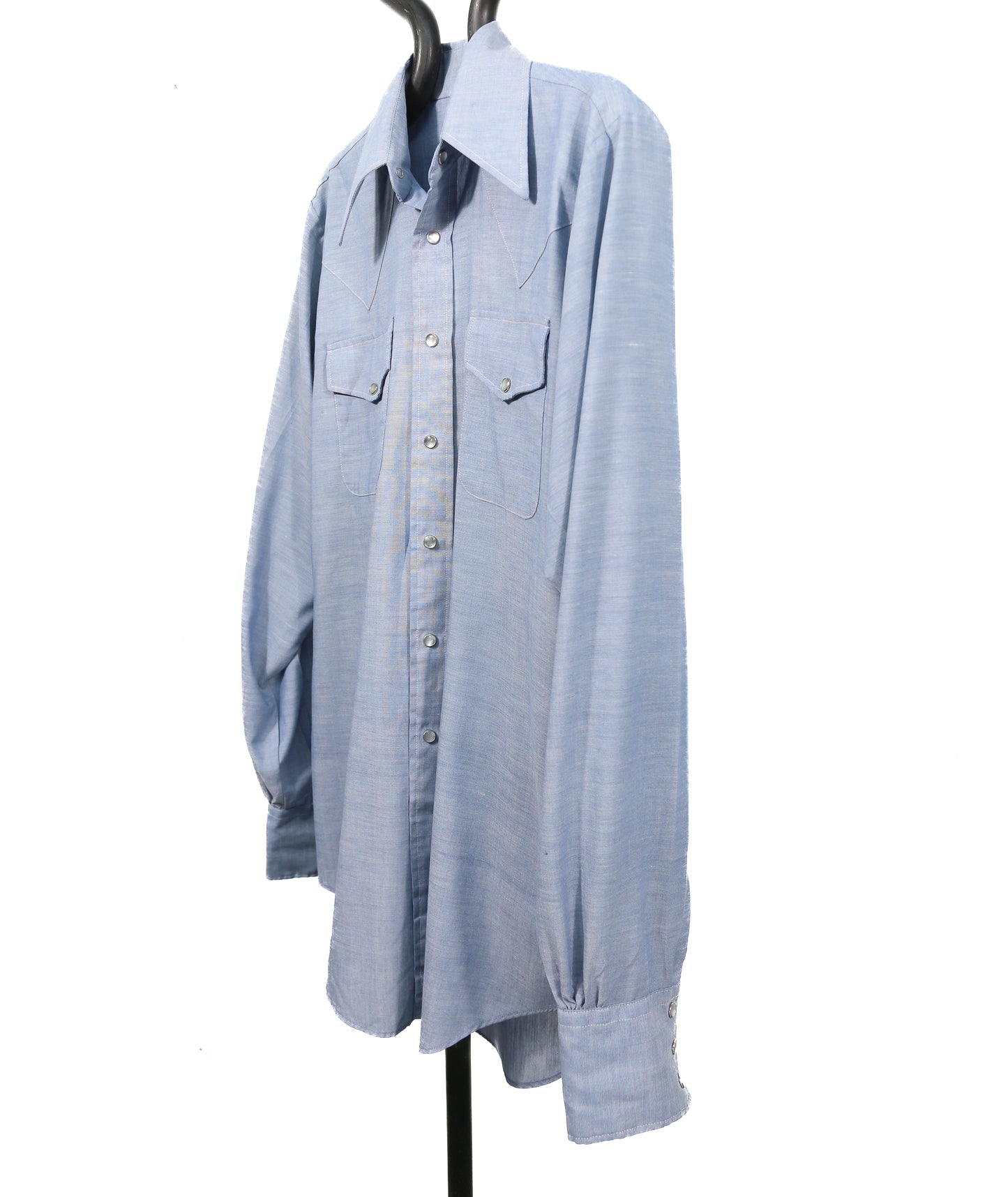 1970s Light Blue Western Shirt - L/XL