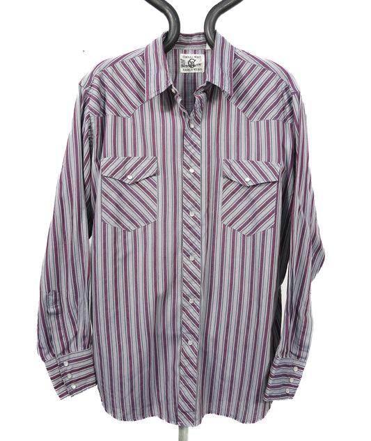 Purple and grey striped Corral West Ranch Wear shirt - L