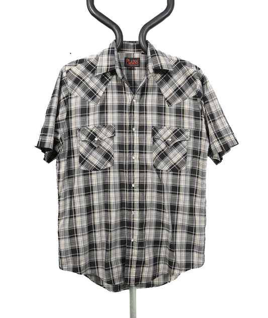 Plaid Plains Short Sleeve Western Wear Cowboy Shirt - S