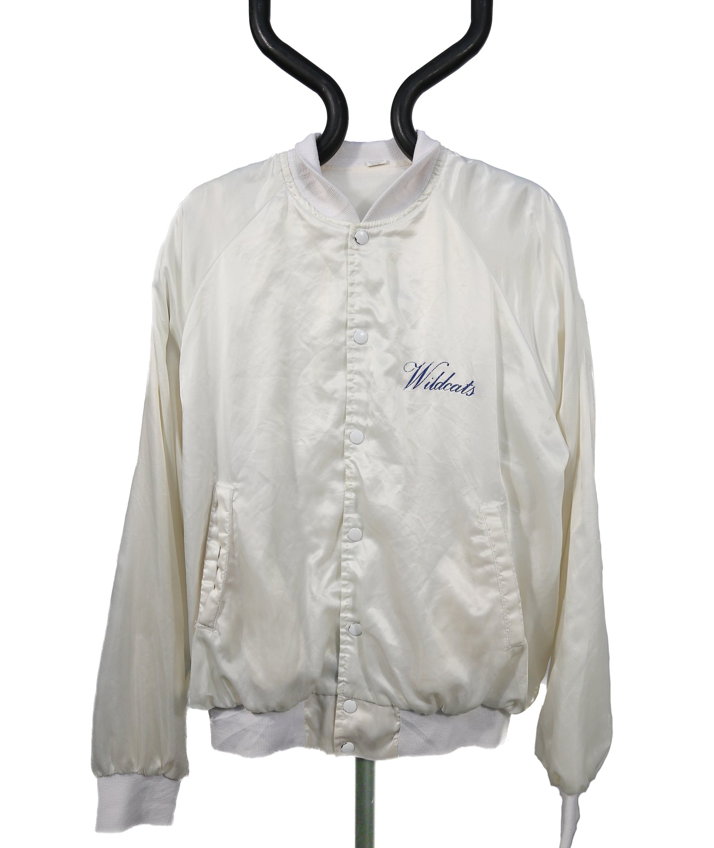 Rare 1970s White Button up Nylon Varsity Jacket Bomber - XL