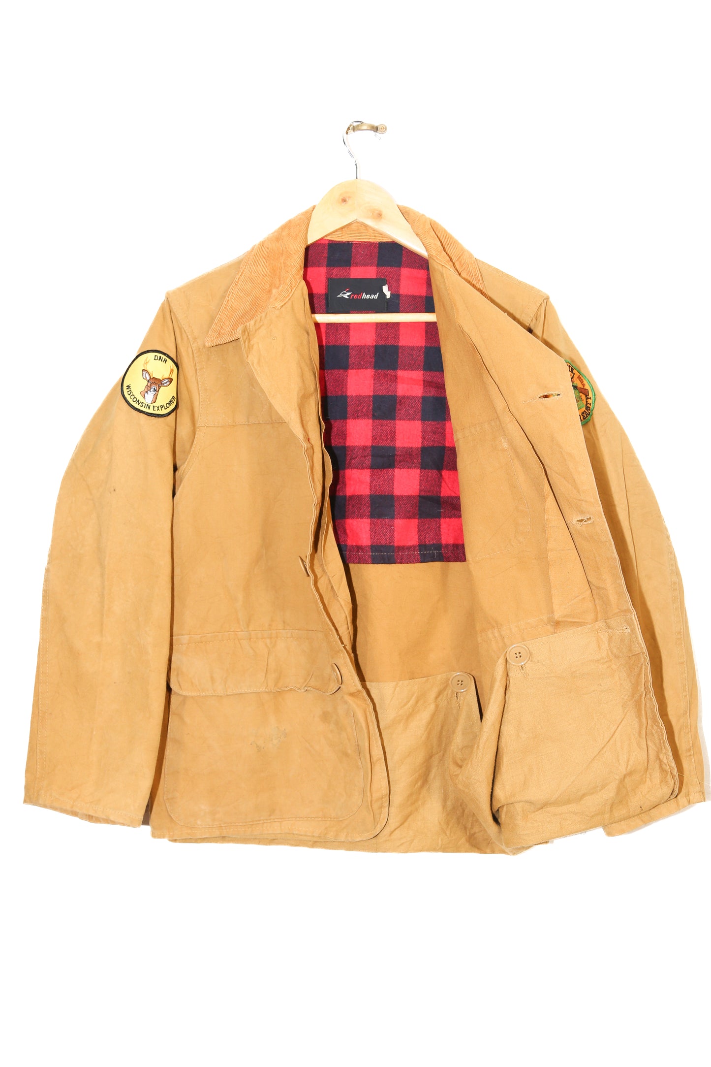 1970's Red Head Canvas Hunting Jacket with Patches - M